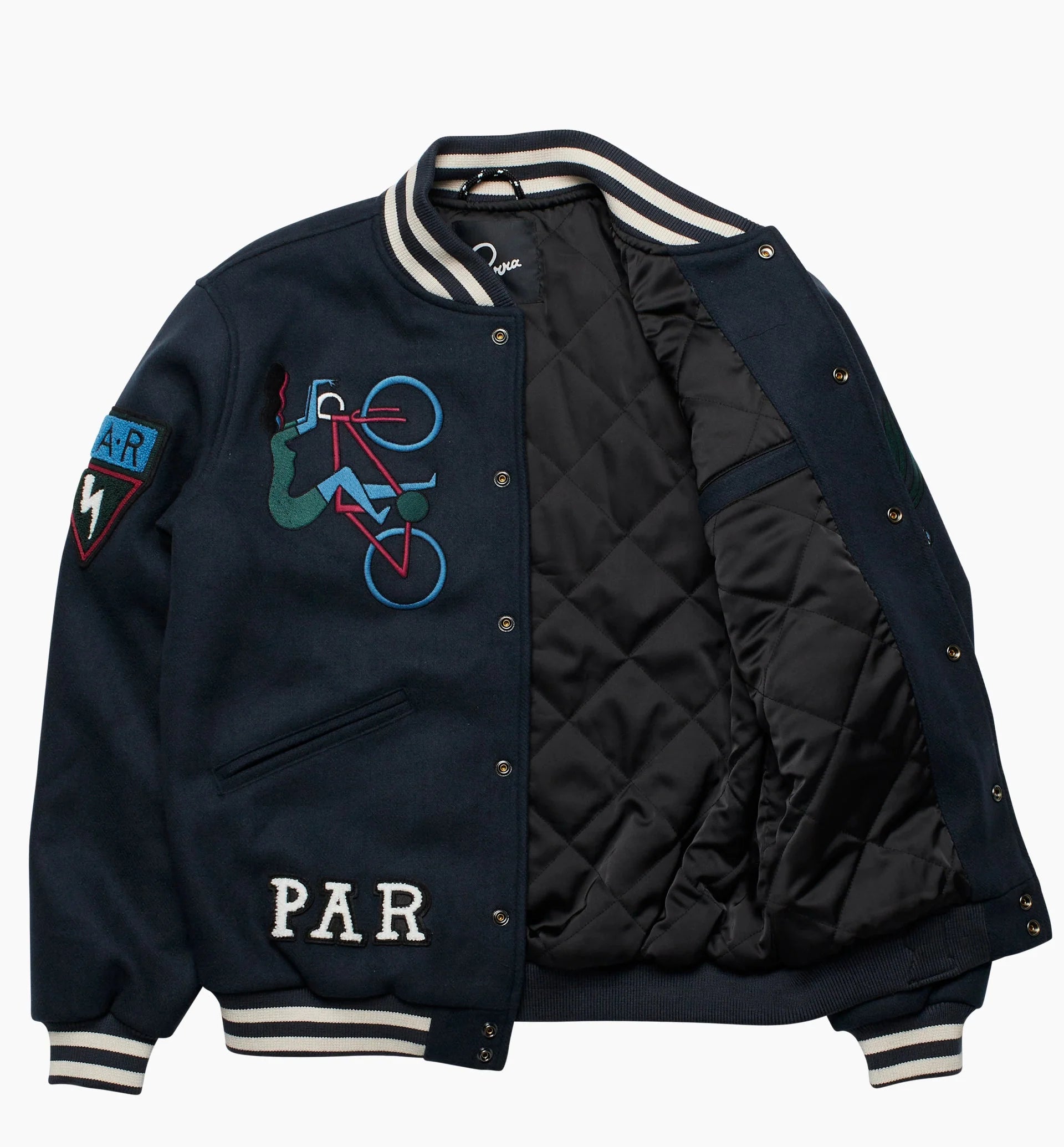 RUN SIT & BIKE VARISITY JACKET - NAVY BLUE