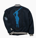 RUN SIT & BIKE VARISITY JACKET - NAVY BLUE