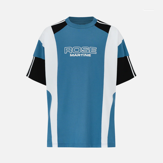 OVERSIZED PANELLED T-SHIRT - BLUE / WHITE / BLACK