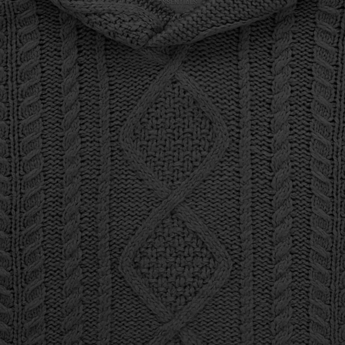 KIDS ESSENTIALS CABLE KNIT HOODIE - JET BLACK