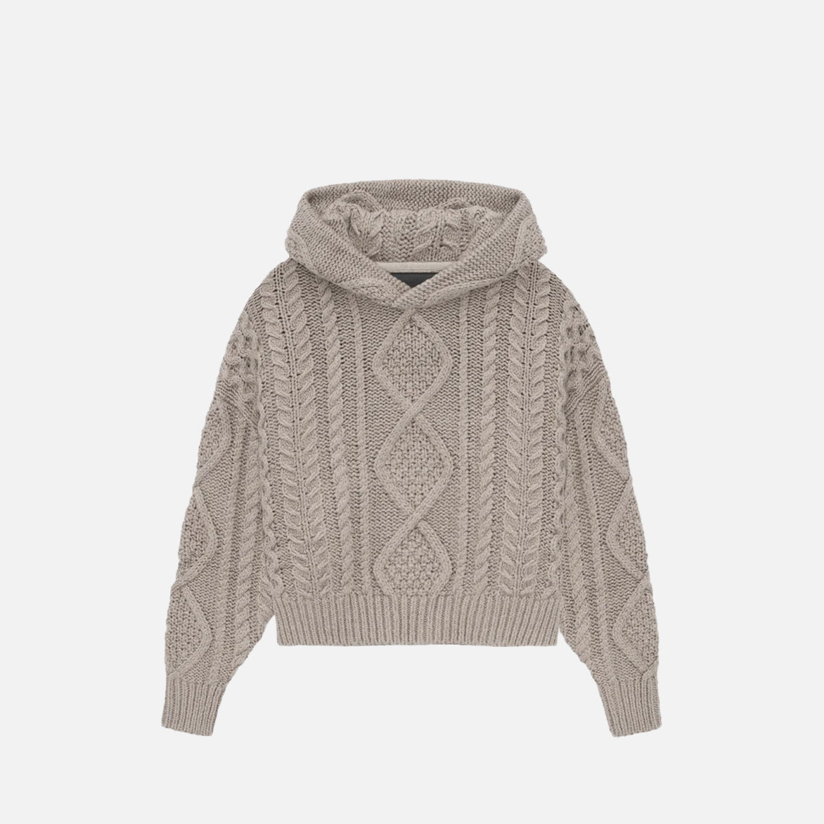 KIDS ESSENTIALS CABLE KNIT HOODIE - CORE HEATHER