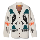 NINA CHANEL ABNEY X TIMBERLAND ITARSIA KNIT CARDIGAN - BEIGE / GREEN / BLACK