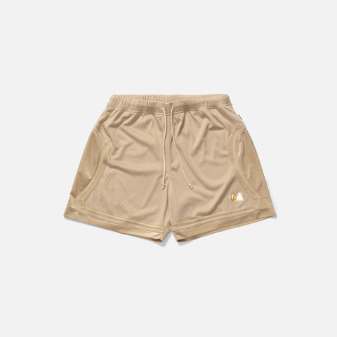ABC.123. MESH SATIN BASKETBALL SHORTS - ECRU
