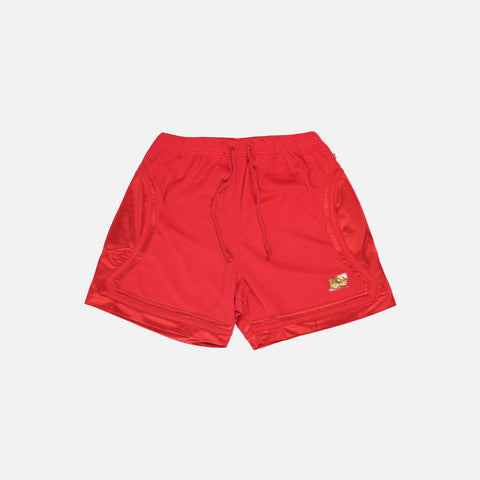 ABC.123. MESH SATIN BASKETBALL SHORTS - RED