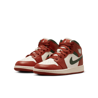AIR JORDAN 1 MID (GS) - SAIL / REDSTONE / MIDNIGHT GREEN
