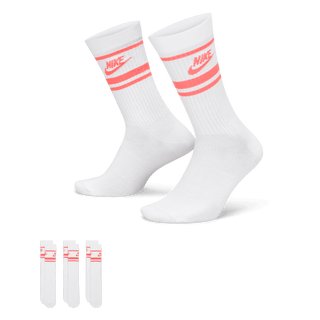 EVERYDAY ESSENTIAL SOCKS (3 PACK) - WHITE / HOT PUNCH