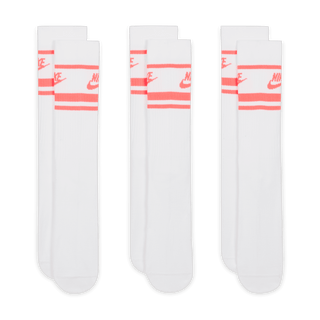 EVERYDAY ESSENTIAL SOCKS (3 PACK) - WHITE / HOT PUNCH
