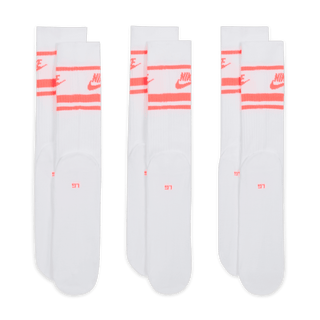 EVERYDAY ESSENTIAL SOCKS (3 PACK) - WHITE / HOT PUNCH