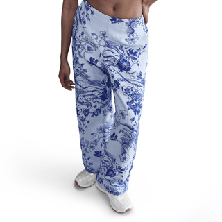 WMNS MID-RISE JACQUARD TRACKSUIT BOTTOMS - WHITE / HYPER ROYAL