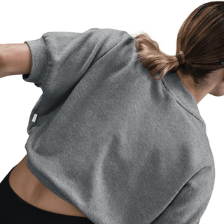 WMNS S/S CROPPED FRENCH TERRY TOP - CARBON HEATHER