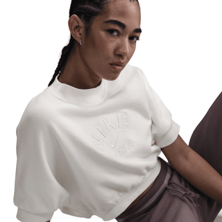 WMNS CREWNECK S/S CROPPED FRENCH TERRY TOP - SAIL