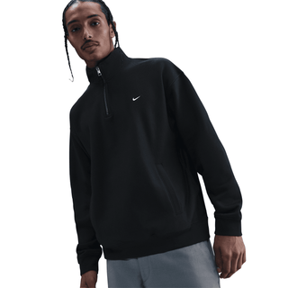 SOLO SWOOSH FLEECE 1/4 ZIP TOP - BLACK