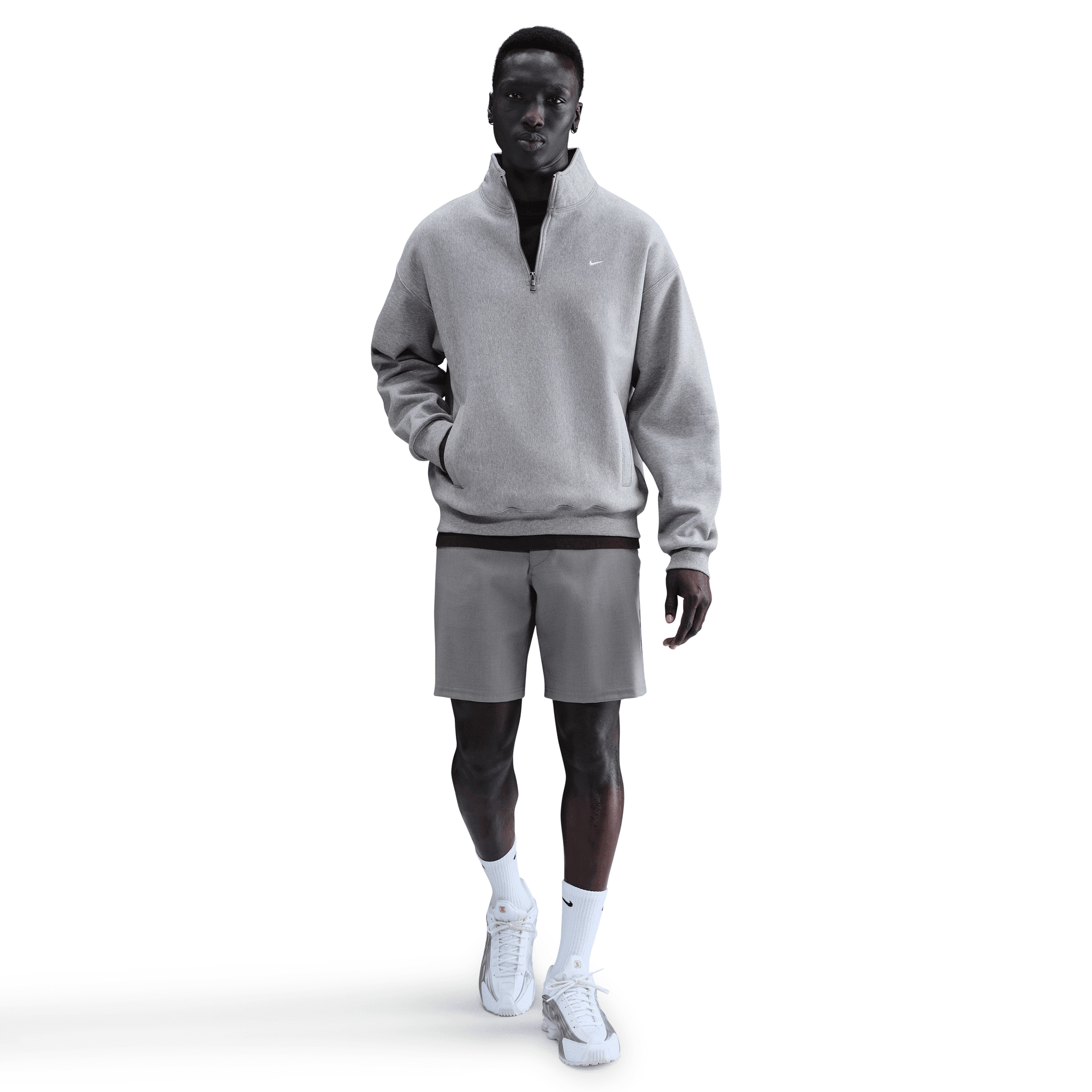 SOLO SWOOSH FLEECE 1/4 ZIP TOP - DARK GREY HEATHER SOLO SWOOSH FLEECE 1/4 ZIP TOP - DARK GREY HEATHER