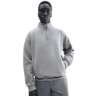 SOLO SWOOSH FLEECE 1/4 ZIP TOP - DARK GREY HEATHER