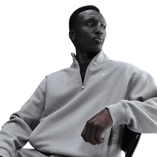 SOLO SWOOSH FLEECE 1/4 ZIP TOP - DARK GREY HEATHER