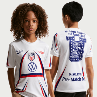 USA X V.A.A. X NIKE "X2" KIDS PREMATCH JERSEY - WHITE / DEEP ROYAL BLUE