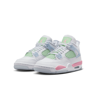 AIR JORDAN 4 RETRO (GS) - WHITE / MEDIUM SOFT PINK / VAPOR GREEN
