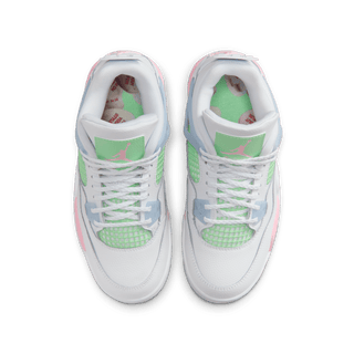 AIR JORDAN 4 RETRO (GS) - WHITE / MEDIUM SOFT PINK / VAPOR GREEN