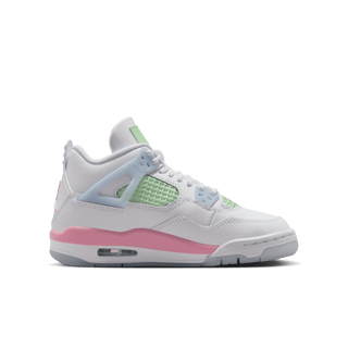 AIR JORDAN 4 RETRO (GS) - WHITE / MEDIUM SOFT PINK / VAPOR GREEN