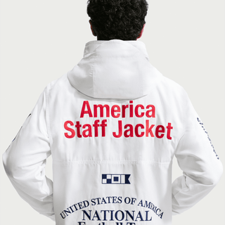 USA X V.A.A. X NIKE "X2" WOVEN STAFF JACKET - WHITE / DEEP ROYAL BLUE