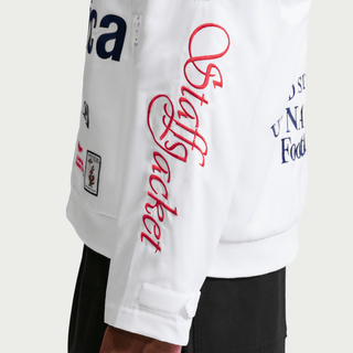 USA X V.A.A. X NIKE "X2" WOVEN STAFF JACKET - WHITE / DEEP ROYAL BLUE