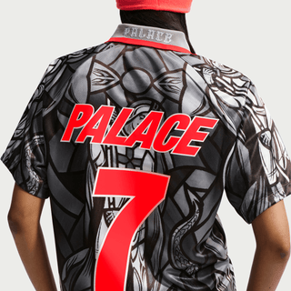 ENGLAND X PALACE X NIKE "X2" DRI-FIT PREMATCH JERSEY - PEWTER GREY / BRIGHT CRIMSON