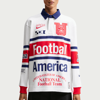 USA X V.A.A. X NIKE "X2" L/S RUGBY SHIRT - WHITE / CHALLENGE RED