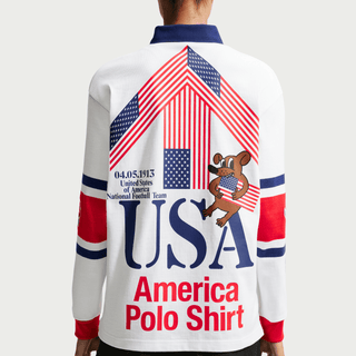 USA X V.A.A. X NIKE "X2" L/S RUGBY SHIRT - WHITE / CHALLENGE RED