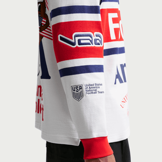 USA X V.A.A. X NIKE "X2" L/S RUGBY SHIRT - WHITE / CHALLENGE RED
