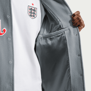 ENGLAND X PALACE X NIKE "X2" VARSITY JACKET - COOL GREY / WHITE / BRIGHT CRIMSON