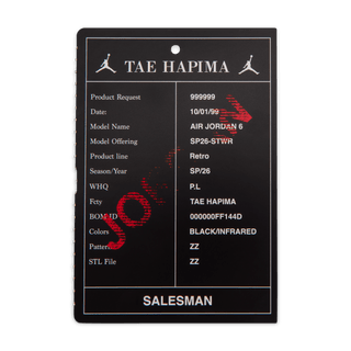 JORDAN 6 RETRO "INFRARED SALESMAN" (PS)