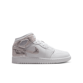 AIR JORDAN 1 MID SE (GS) - WHITE / FIELD SILVER