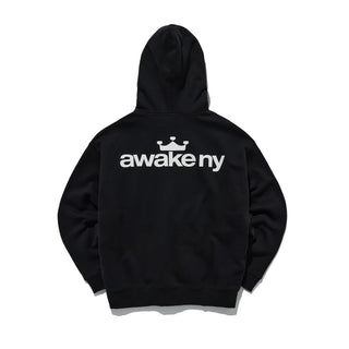 CROWN LOGO FULL-ZIP HOODIE - BLACK