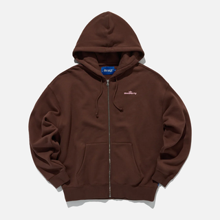 CROWN LOGO FULL-ZIP HOODIE - BROWN