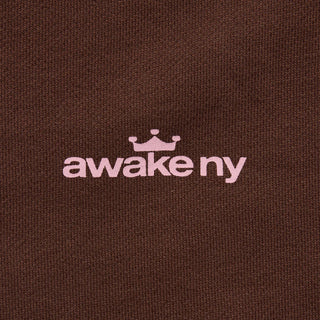 CROWN LOGO FULL-ZIP HOODIE - BROWN