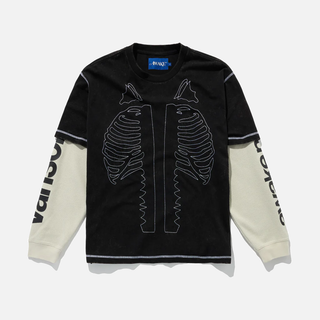 VANSON SKELETON WAFFLE T-SHIRT - BLACK