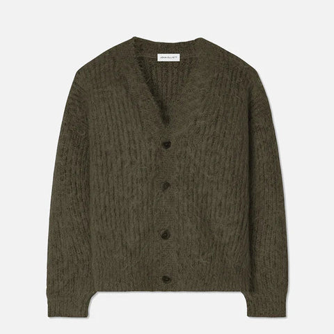 WOOL MOHAIR CARDIGAN - ARMY