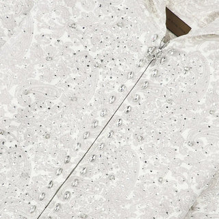 CASHEW BLOSSOM PEARL ZIPPER HOODIE - WHITE