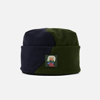 ORGANIC PANEL POLAR FLEECE BEANIE - NAVY / OLIVE