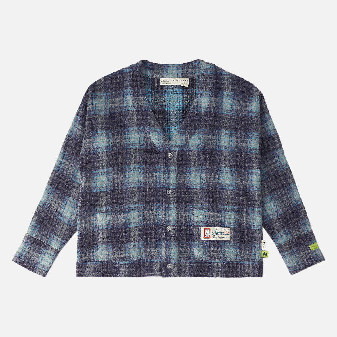 ABC. SHAGGY BEAVERCHECK CARDIGAN - BLUE