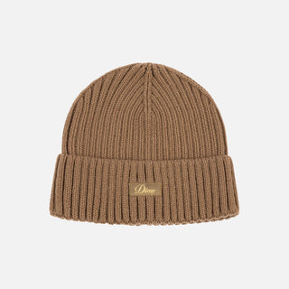 CURSIVE RIB BEANIE - COFFEE
