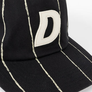 PINSTRIPED WORKER CAP - BLACK