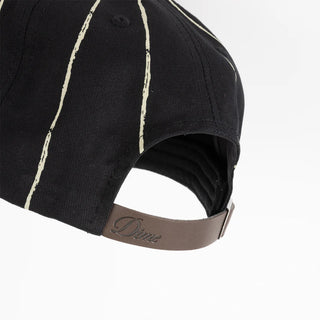 PINSTRIPED WORKER CAP - BLACK
