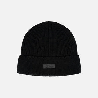 CURSIVE RIB BEANIE - BLACK