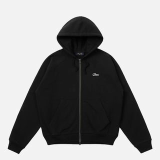 CURSIVE SMALL LOGO ZIP HOODIE - BLACK