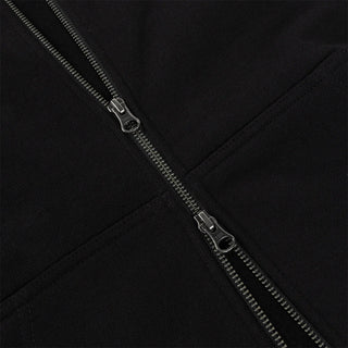 CURSIVE SMALL LOGO ZIP HOODIE - BLACK