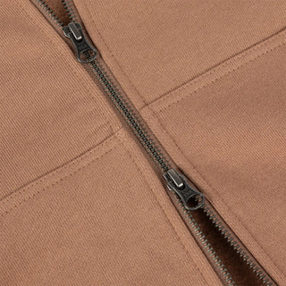 CLASSIC SMALL LOGO ZIP HOODIE - CANYON BROWN
