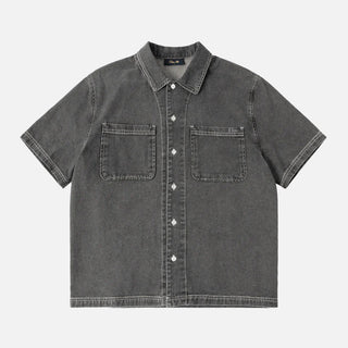 STONEWASHED BUTTON UP - BLACK WASHED