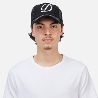 CURSIVE DENIM WORKER CAP - BLACK