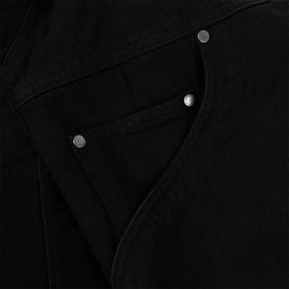 HOODED DENIM JACKET - BLACK